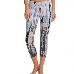 Hard Tail Flat Waisted Cotton Yoga Capris Blue Lizard Ombre
