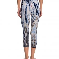 Hard Tail Flat Waisted Cotton Yoga Capris Blue Lizard Ombre