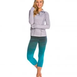 CLOTHING Hard Tail Flat Waisted Cotton Yoga Capris Rainbow Horizon Blue/Teal