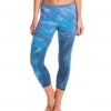 CLOTHING Hard Tail Flat Waisted Cotton Yoga Capris Side Circle Blue
