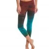 CLOTHING Hard Tail Flat Waisted Cotton Yoga Capris Burgundy/Teal Rainbow Horizon 2 CLOTHING Hard Tail Flat Waisted Cotton Yoga Capris Burgundy/Teal Rainbow Horizon