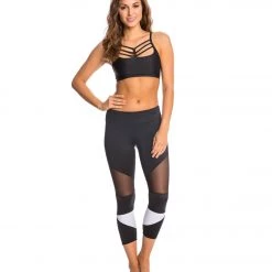 Onzie Cut Out Yoga Capris Black/White CLOTHING