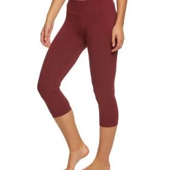 Hard Tail Flat Waisted Cotton Yoga Capris Fig