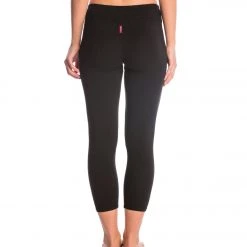 Hard Tail Flat Waisted Cotton Yoga Capris Black Women