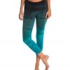 Hard Tail Flat Waisted Cotton Yoga Capris Teal Rainbow Horizon CLOTHING