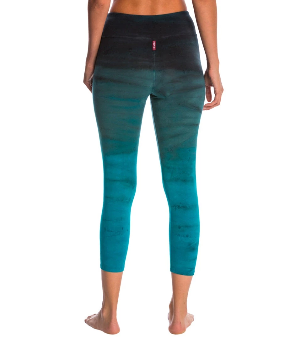 Hard Tail Flat Waisted Cotton Yoga Capris Teal Rainbow Horizon CLOTHING 5 Hard Tail Flat Waisted Cotton Yoga Capris Teal Rainbow Horizon CLOTHING