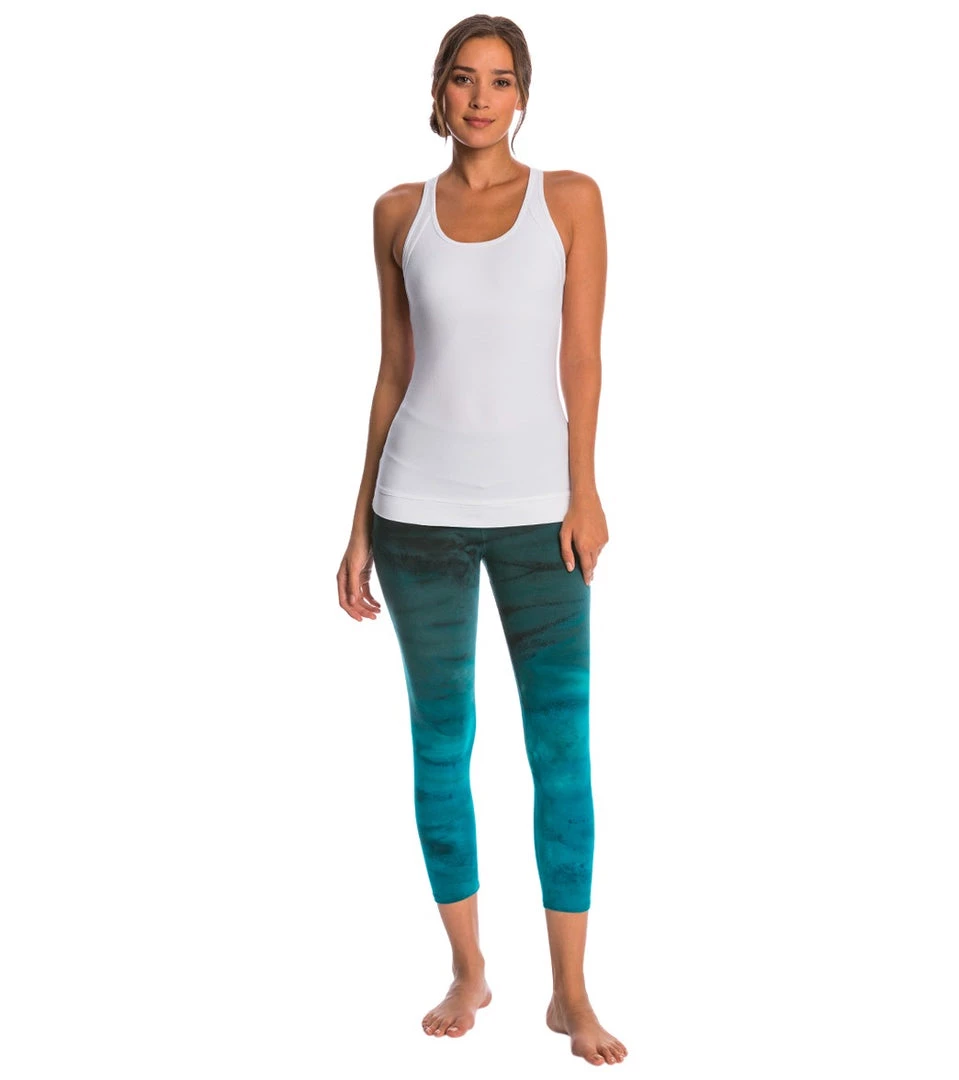 Hard Tail Flat Waisted Cotton Yoga Capris Teal Rainbow Horizon CLOTHING 6 Hard Tail Flat Waisted Cotton Yoga Capris Teal Rainbow Horizon CLOTHING