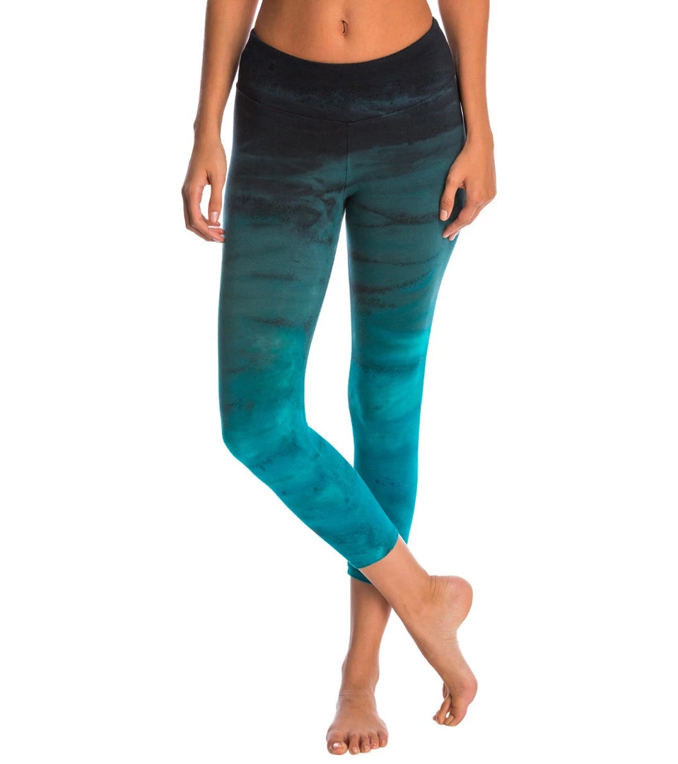 Hard Tail Flat Waisted Cotton Yoga Capris Teal Rainbow Horizon CLOTHING 9 Hard Tail Flat Waisted Cotton Yoga Capris Teal Rainbow Horizon CLOTHING