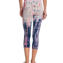 Hard Tail Flat Waisted Cotton Yoga Capris Aqua/Berry Lizard