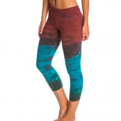 Hard Tail Flat Waisted Cotton Yoga Capris Rainbow Horizon Red/Blue CLOTHING 10 Hard Tail Flat Waisted Cotton Yoga Capris Rainbow Horizon Red/Blue CLOTHING
