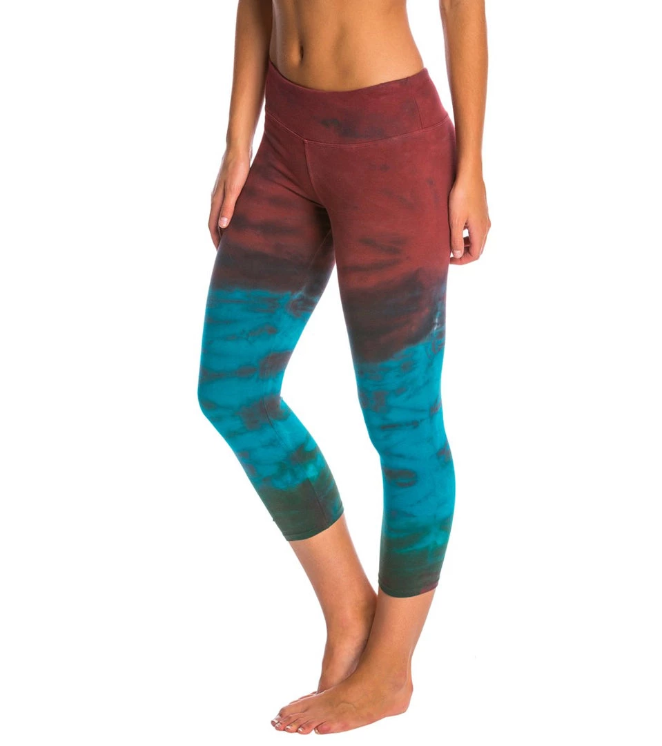 Hard Tail Flat Waisted Cotton Yoga Capris Rainbow Horizon Red/Blue CLOTHING 4 Hard Tail Flat Waisted Cotton Yoga Capris Rainbow Horizon Red/Blue CLOTHING