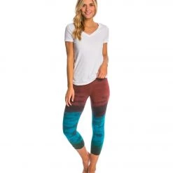 Hard Tail Flat Waisted Cotton Yoga Capris Rainbow Horizon Red/Blue CLOTHING 12 Hard Tail Flat Waisted Cotton Yoga Capris Rainbow Horizon Red/Blue CLOTHING