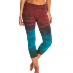 Hard Tail Flat Waisted Cotton Yoga Capris Rainbow Horizon Red/Blue CLOTHING 15 Hard Tail Flat Waisted Cotton Yoga Capris Rainbow Horizon Red/Blue CLOTHING