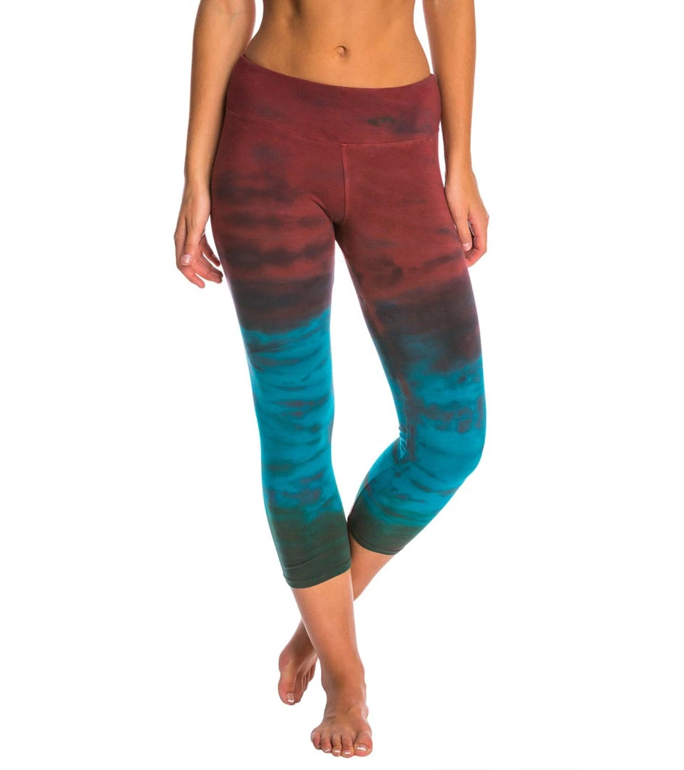Hard Tail Flat Waisted Cotton Yoga Capris Rainbow Horizon Red/Blue CLOTHING 9 Hard Tail Flat Waisted Cotton Yoga Capris Rainbow Horizon Red/Blue CLOTHING
