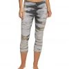 Hard Tail Flat Waisted Cotton Yoga Capris Grey/Pink Electric Skeleton Women