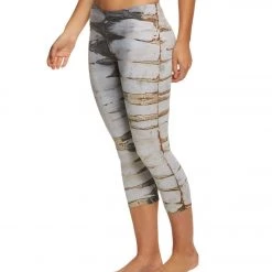 Hard Tail Flat Waisted Cotton Yoga Capris Grey/Pink Electric Skeleton Women