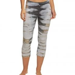 Hard Tail Flat Waisted Cotton Yoga Capris Grey/Pink Electric Skeleton Women