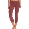 Hard Tail Flat Waisted Cotton Yoga Capris Smokey Rose