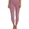 Hard Tail Flat Waisted Cotton Yoga Capris Dusty Rose Women