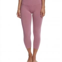 Hard Tail Flat Waisted Cotton Yoga Capris Dusty Rose Women