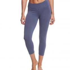 Hard Tail Flat Waisted Cotton Yoga Capris Dusk