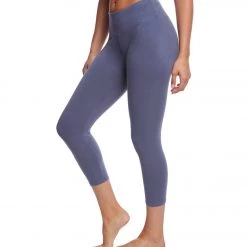 Hard Tail Flat Waisted Cotton Yoga Capris Dusk