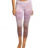 Hard Tail Flat Waisted Cotton Yoga Capris Lavender Rainbow Horizon