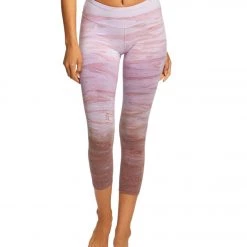 Hard Tail Flat Waisted Cotton Yoga Capris Lavender Rainbow Horizon