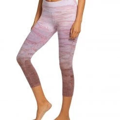 Hard Tail Flat Waisted Cotton Yoga Capris Lavender Rainbow Horizon