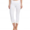 Hard Tail Flat Waisted Cotton Yoga Capris White CLOTHING