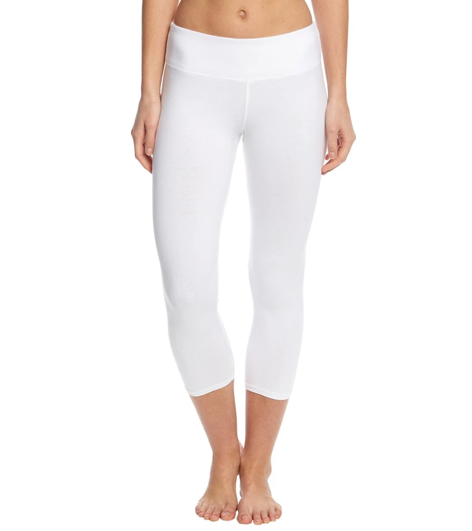 Hard Tail Flat Waisted Cotton Yoga Capris White CLOTHING 3 Hard Tail Flat Waisted Cotton Yoga Capris White CLOTHING