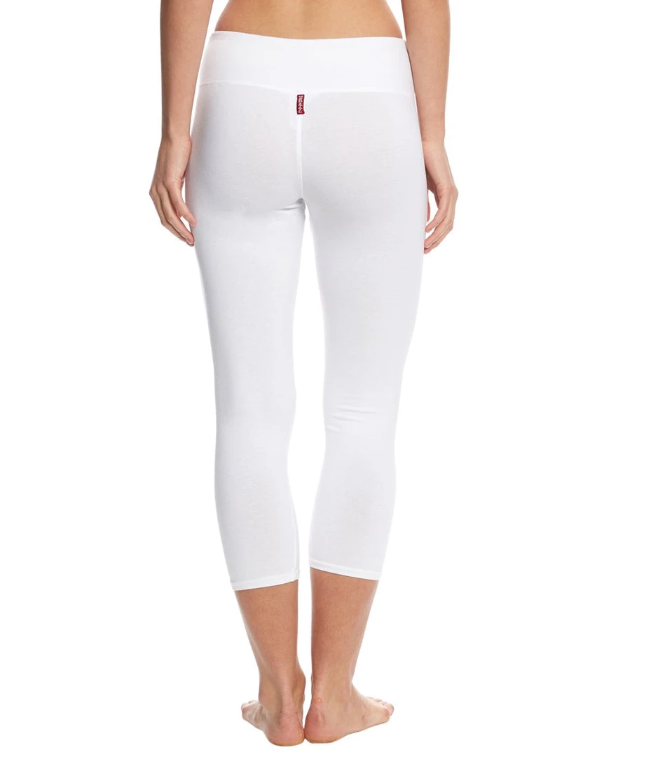 Hard Tail Flat Waisted Cotton Yoga Capris White CLOTHING 5 Hard Tail Flat Waisted Cotton Yoga Capris White CLOTHING