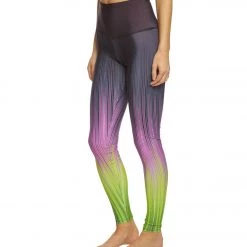 Onzie High Waisted Graphic Yoga Leggings Pinstripes