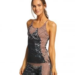 Hard Tail Freestyle Yoga Bra Tank Top Brown/Black Diagonal Butterfly CLOTHING