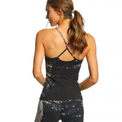 Hard Tail Freestyle Yoga Bra Tank Top Brown/Black Diagonal Butterfly CLOTHING