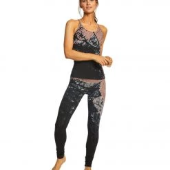 Hard Tail Freestyle Yoga Bra Tank Top Brown/Black Diagonal Butterfly CLOTHING