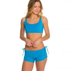 Onzie Side String Yoga Shorts Azure CLOTHING