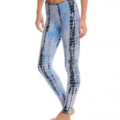 Hard Tail Flat Waist Cotton Ankle Yoga Leggings Light Blue Lizard