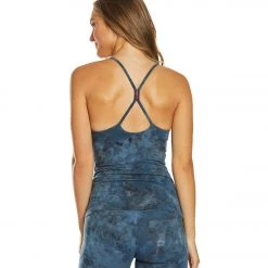 CLOTHING Hard Tail Freestyle Yoga Bra Tank Top Grey Blue Reverse Lava Wash