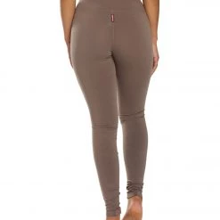 Women Hard Tail Flat Waist Cotton Ankle Yoga Leggings Mocha