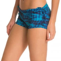 Onzie Side String Yoga Shorts Teal Tie Dye