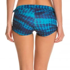 Onzie Side String Yoga Shorts Teal Tie Dye