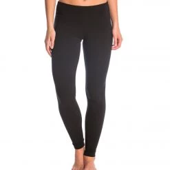 Hard Tail Flat Waist Cotton Ankle Yoga Leggings Black
