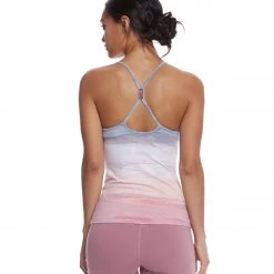 CLOTHING Hard Tail Freestyle Yoga Bra Tank Top Gray-Blue/Peach/Pink