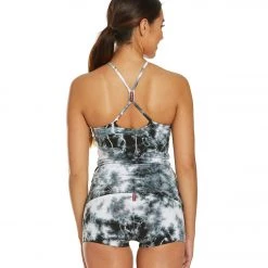 CLOTHING Hard Tail Freestyle Yoga Bra Tank Top Black/White Moon Wash