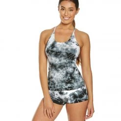 CLOTHING Hard Tail Freestyle Yoga Bra Tank Top Black/White Moon Wash