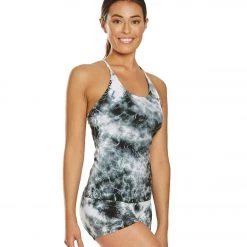 CLOTHING Hard Tail Freestyle Yoga Bra Tank Top Black/White Moon Wash