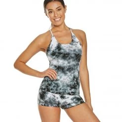 CLOTHING Hard Tail Freestyle Yoga Bra Tank Top Black/White Moon Wash