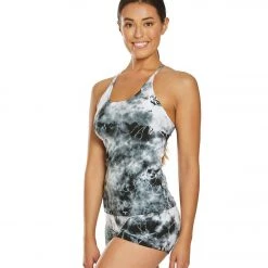 CLOTHING Hard Tail Freestyle Yoga Bra Tank Top Black/White Moon Wash