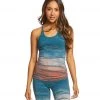 Hard Tail Freestyle Yoga Bra Tank Top White/Blue Rainbow Horizon
